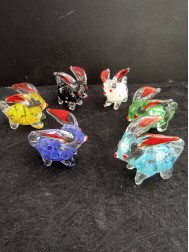 Кристални зайци за късмет през годината на Заека 2023 - комплект 6 броя