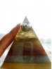 Амулет за късмет и пари оргонит пирамида Трите богатства с Кристал Цитрин и слънчев Камък размер XL
