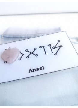 Комплект Амулет с ангелски руни за Архангел Аниел и сърце розов кварц